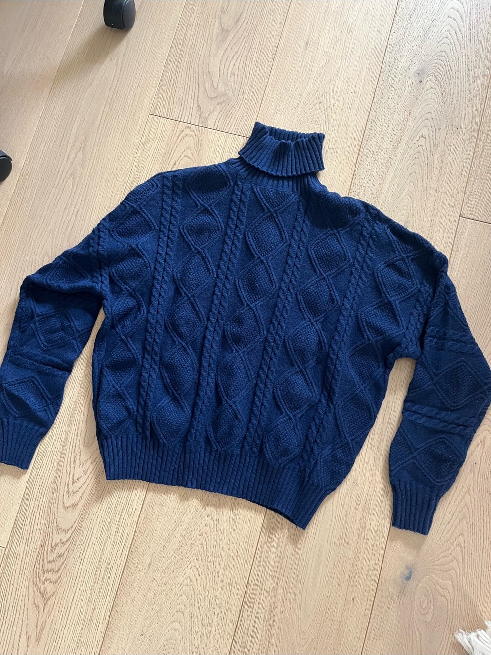Women’s Truth Navy Cable Knit Turtleneck Sweater, New with Tags